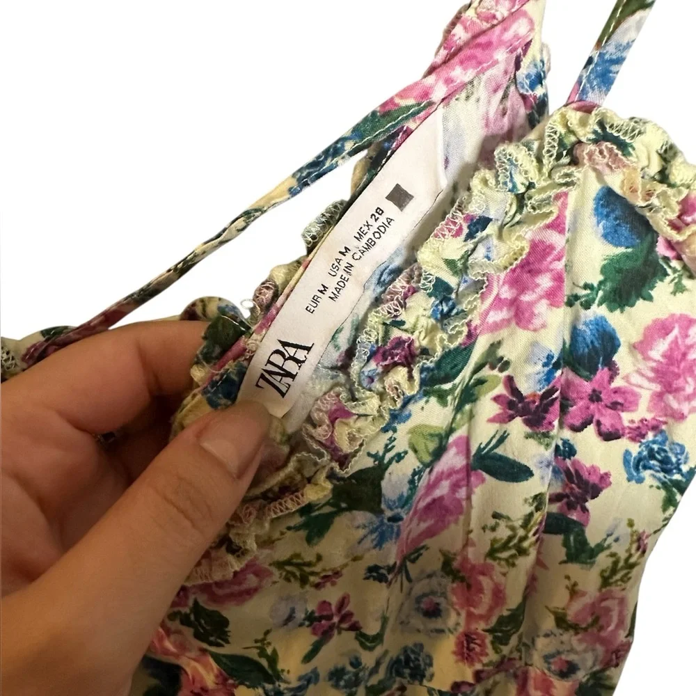 Zara Blogger Favorite Floral Printed Spaghetti Strap Madi Sun Dress - Picture 8 of 8